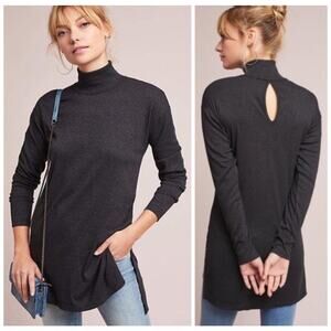 Anthropologie Vanessa Virginia Metallic Turtleneck Tunic Sweater